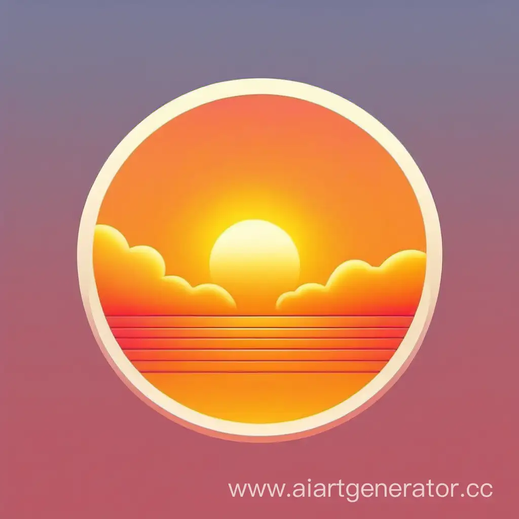 Sunset-Sky-with-Round-Logo-and-Bright-Yellow-Sun