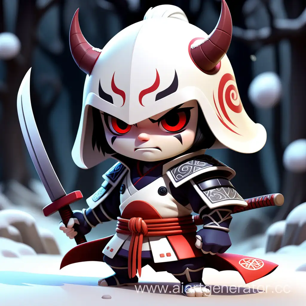 cute chibi game character mobile game no_anime
winter snow white man samurai demonic mask