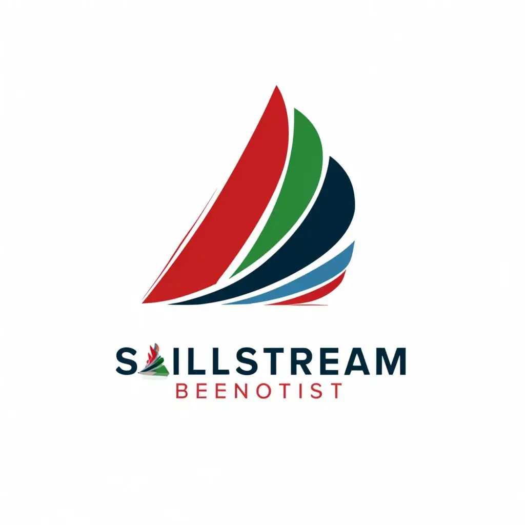 a logo design,with the text "BLG Sailstream BENOIST", main symbol:The logo base: Red, Navy blue. The text is White/Marine green "B", "L", "G". ,Minimalistic,be used in Events industry,clear background