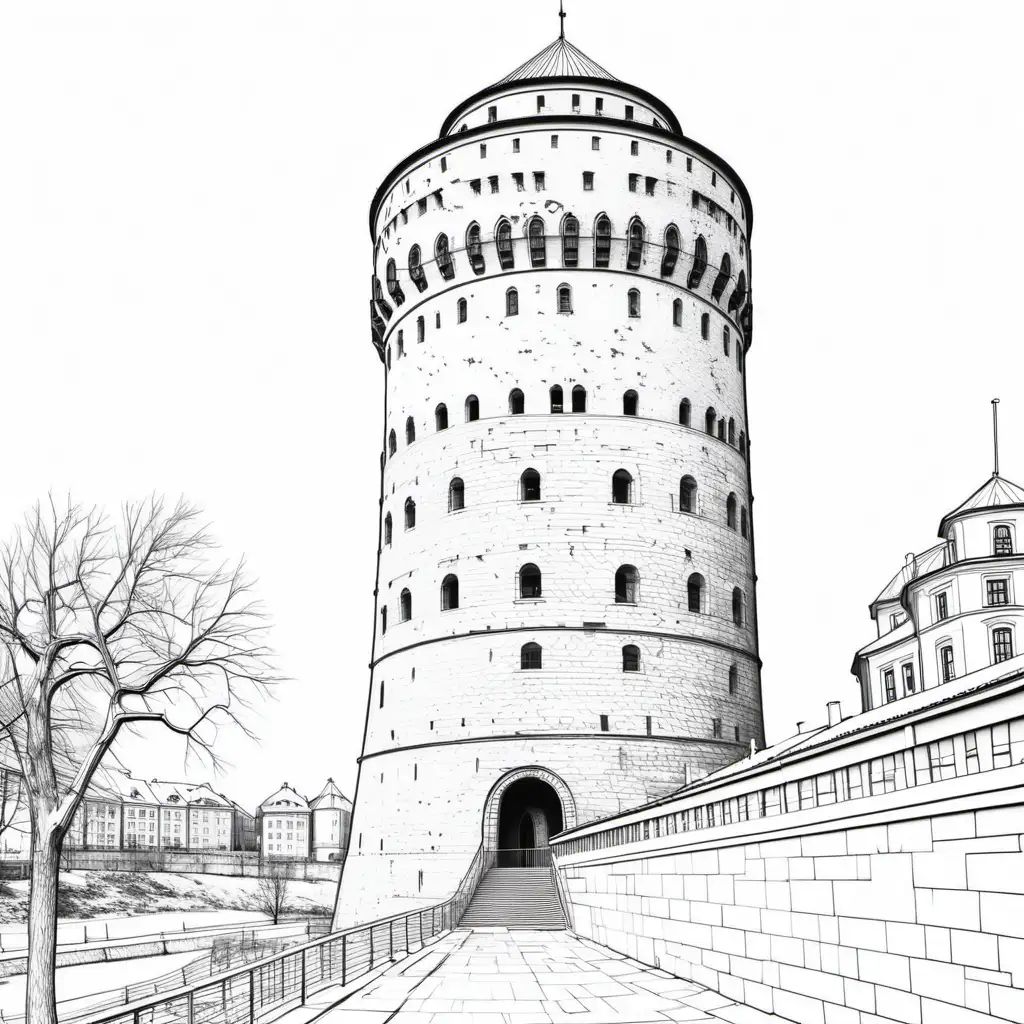 Gediminas Tower Coloring Page for Relaxation and Creativity
