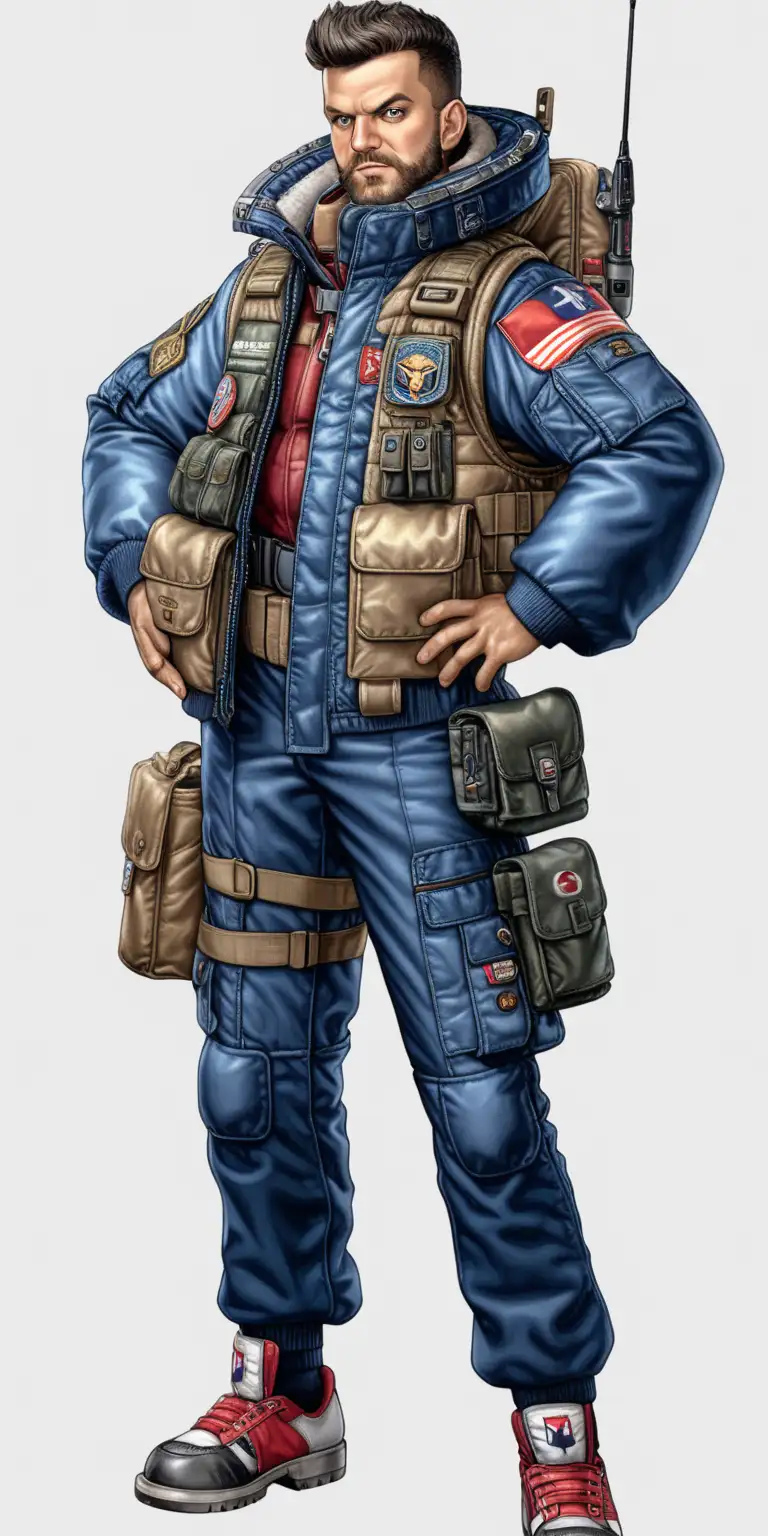 Commander Bomber full body with a clear background