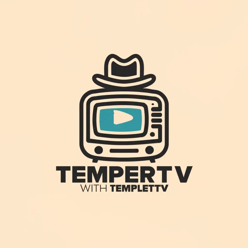 a logo design,with the text "Hats off with TEMPLERTV", main symbol:A fedora on a TV,complex,be used in Entertainment industry,clear background