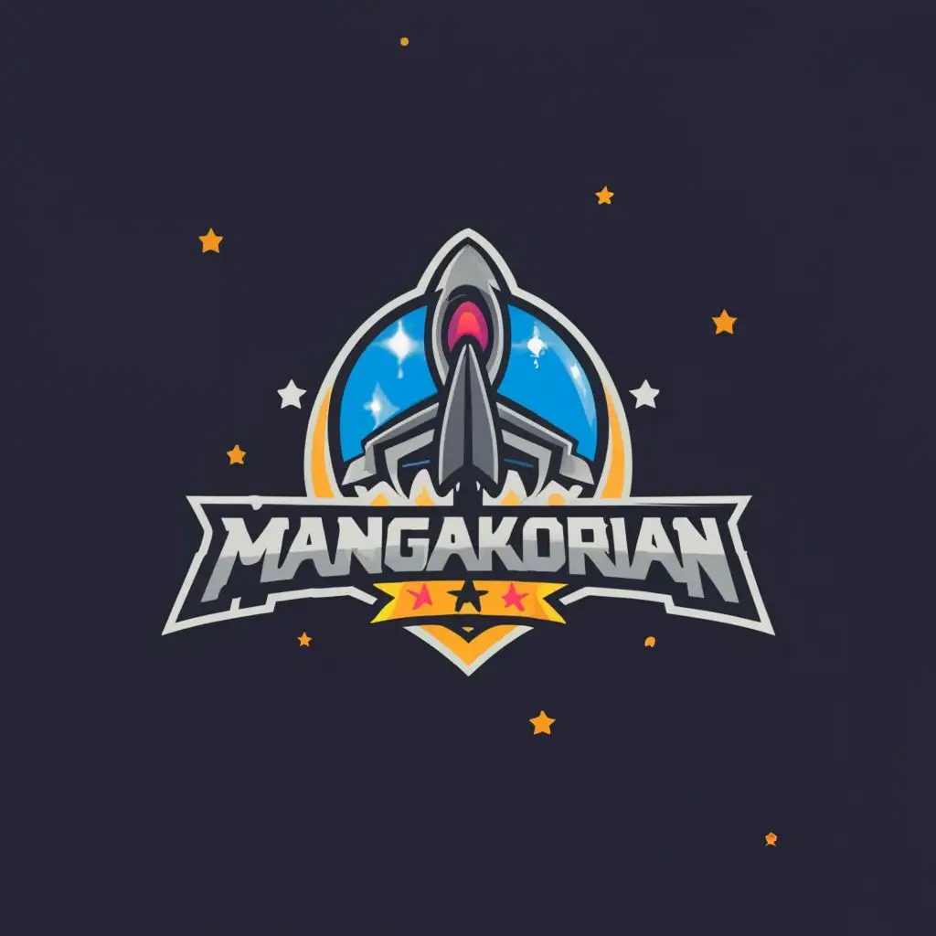 logo, spaceship/space/knight/stars, with the text "Mangakorian", typography, be used in Technology industry