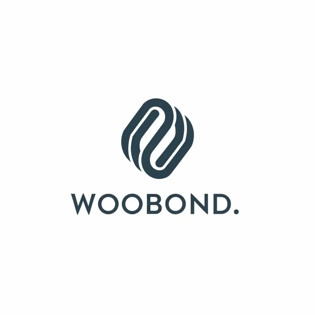 a logo design,with the text "WOOBOND", main symbol: The main symbol of the WooBond logo could be a stylized bond or connection icon, representing the idea of bringing people together and fostering strong relationships. This symbol could take the form of interconnected lines, a handshake, or any other visual representation that conveys the concept of unity and collaboration.,complex,clear background