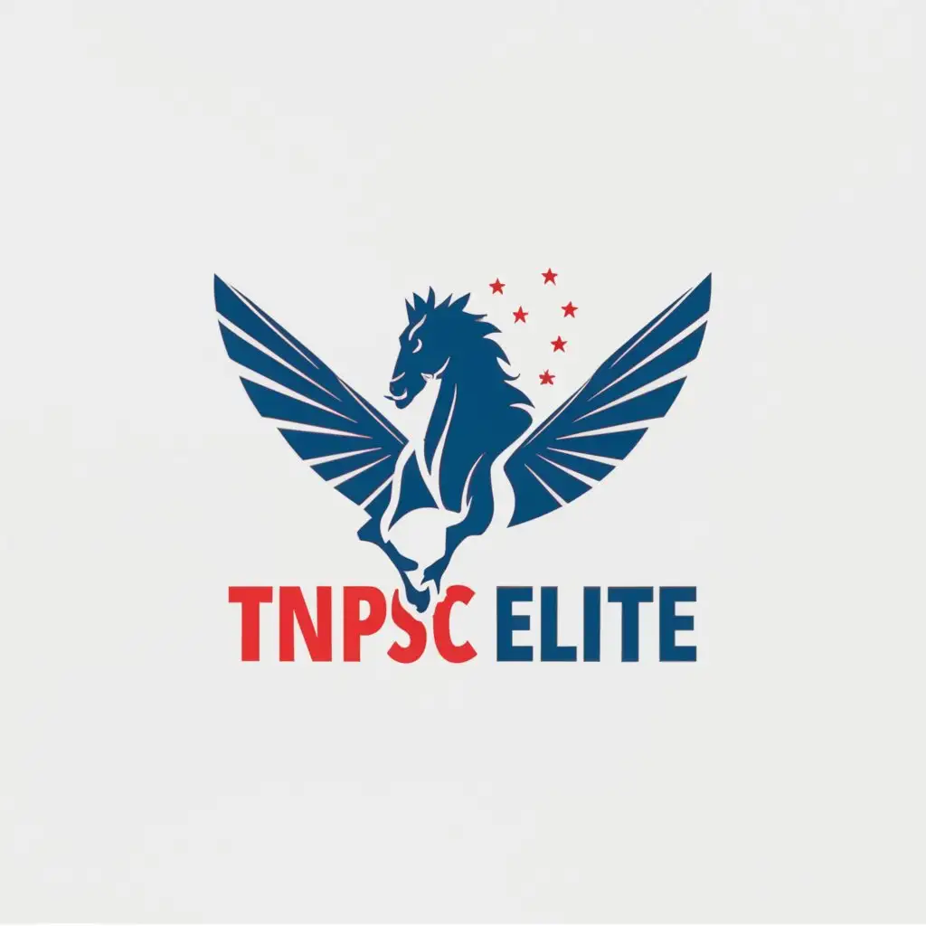 a logo design,with the text "TNPSC Elite", main symbol:Horse with Wings,Moderate,be used in Education industry,clear background