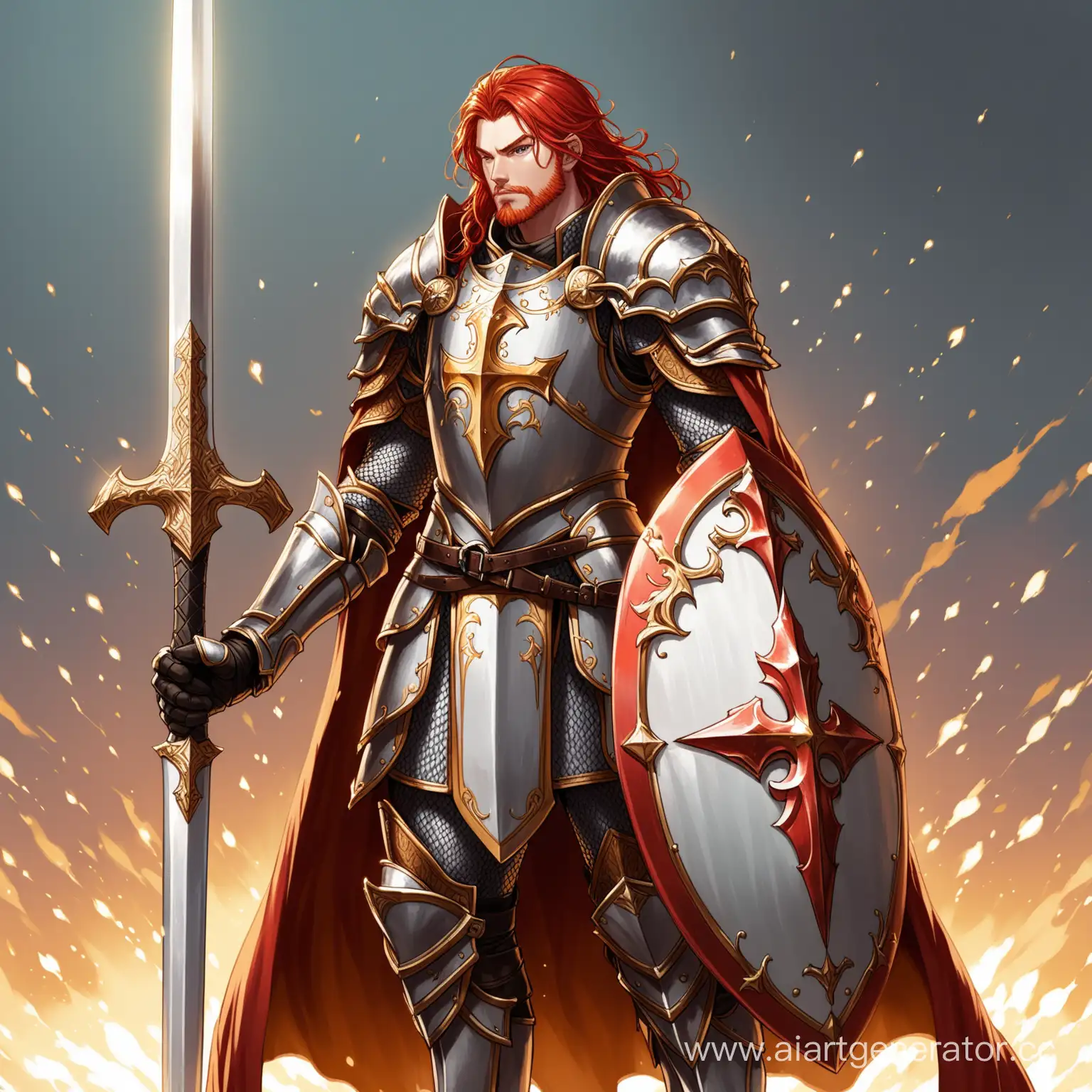 RedHaired-Paladin-with-Sword-and-Shield-in-Battle