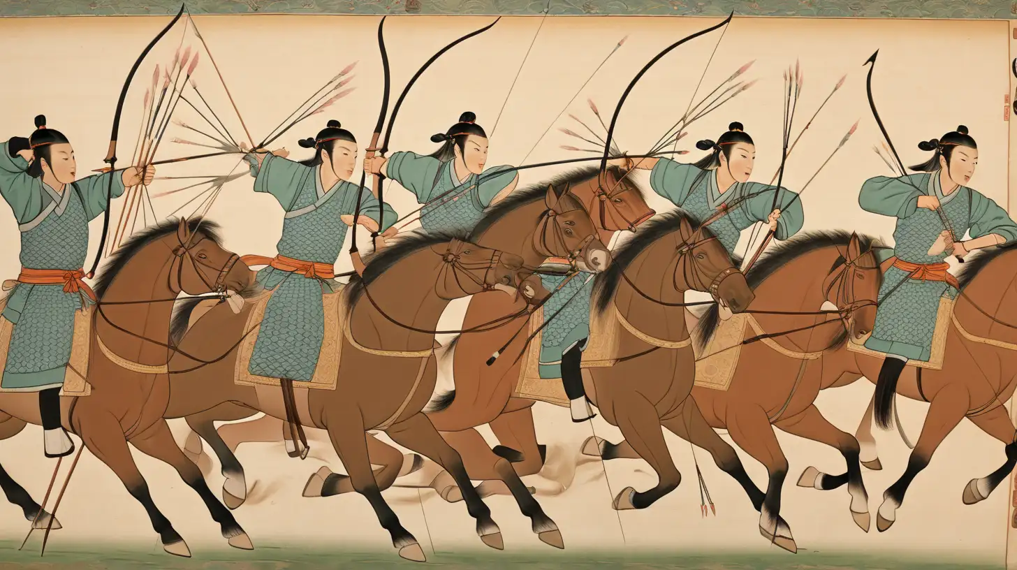 Goguryeo archers shooting arrows and riding horses