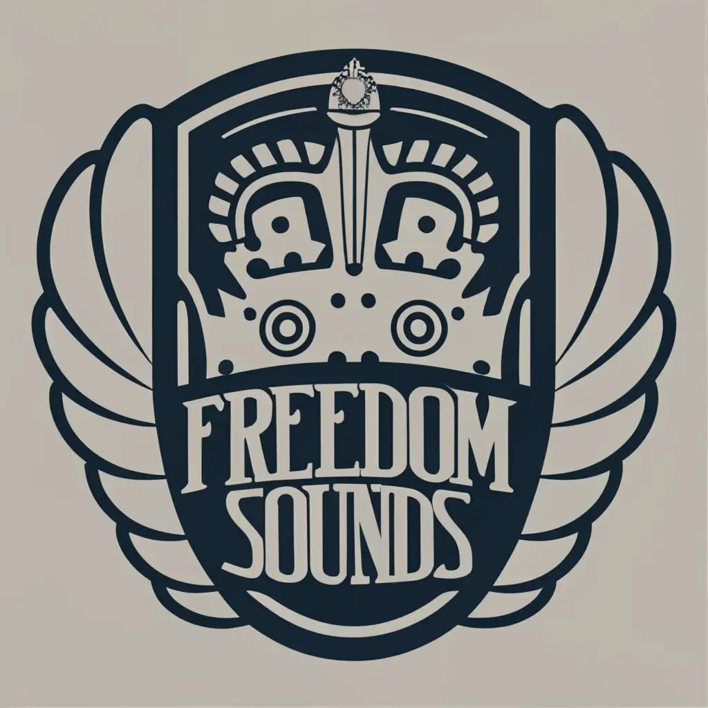 logo, la forma de un escudo, with the text "Royal Freedom Sounds", typography, be used in Entertainment industry