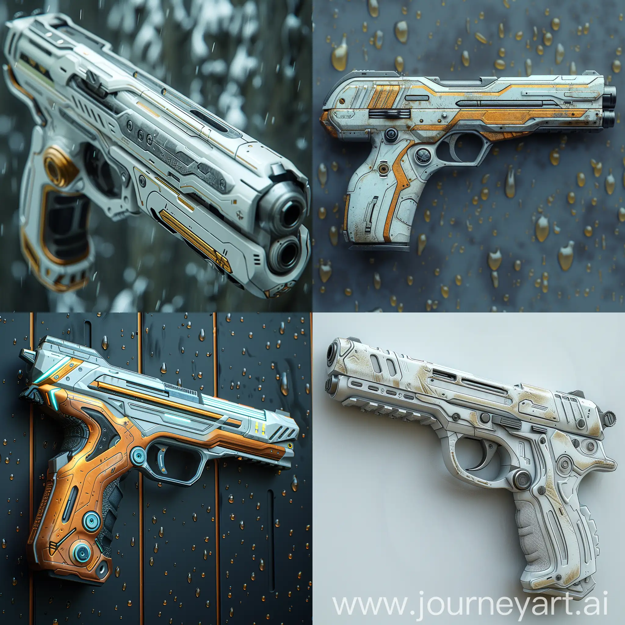 Ultra-modern futuristic pistol, ultramodern futuristic pistol, aerodynamic style, hydrodynamic style, octane render --stylize 1000