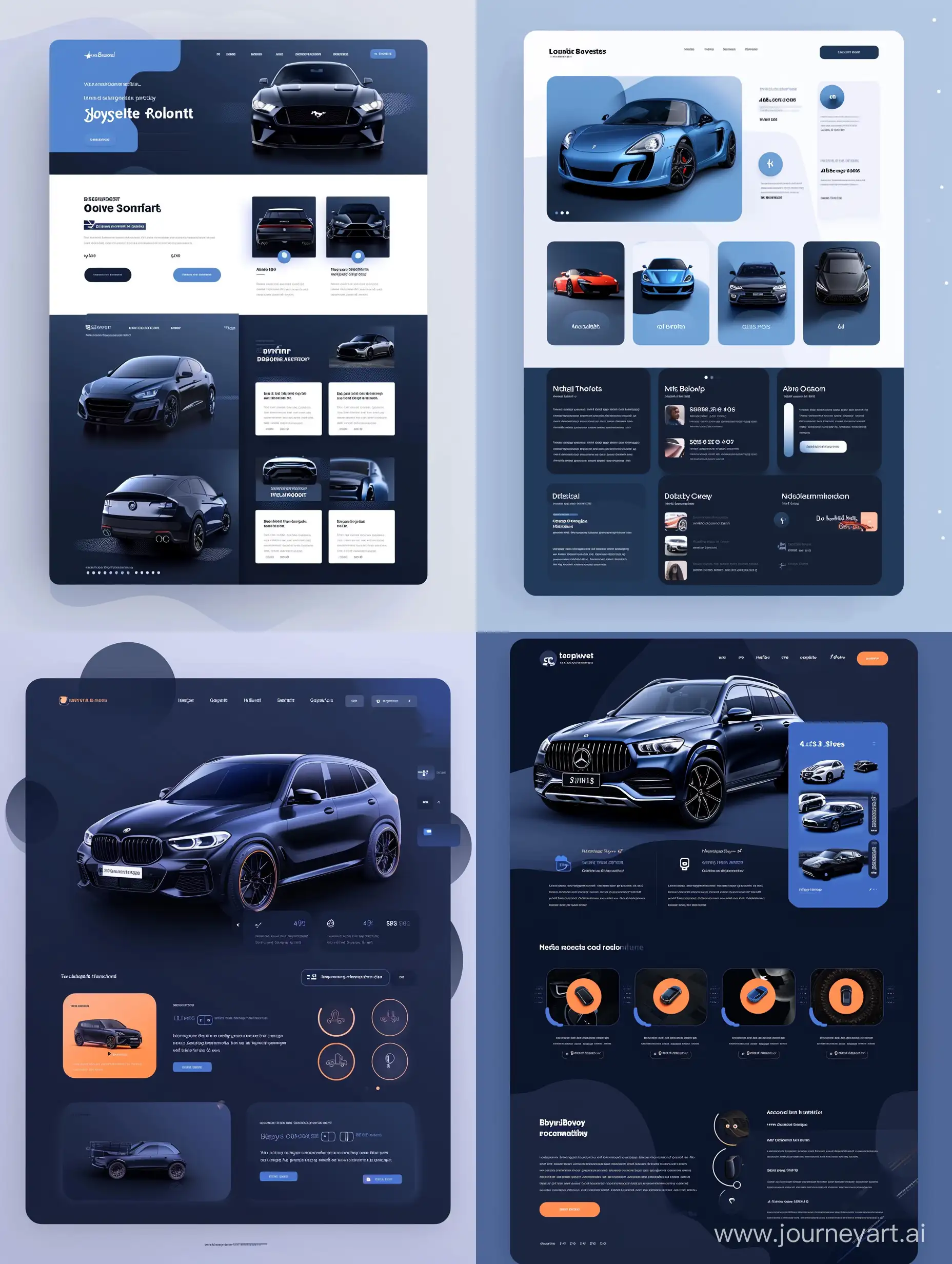 UI Design of a car buyout company, Landing page, Modern, Classy, Minimalistic, Trending Blue Color Palette on Dribble, High Resolution — ar 4:3