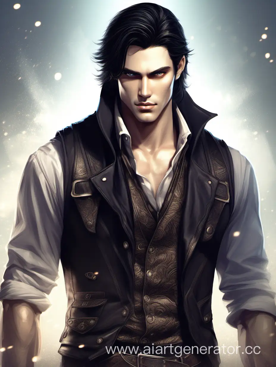 Striking-Fantasy-Character-with-Dark-Hair-in-Boots-and-Vest