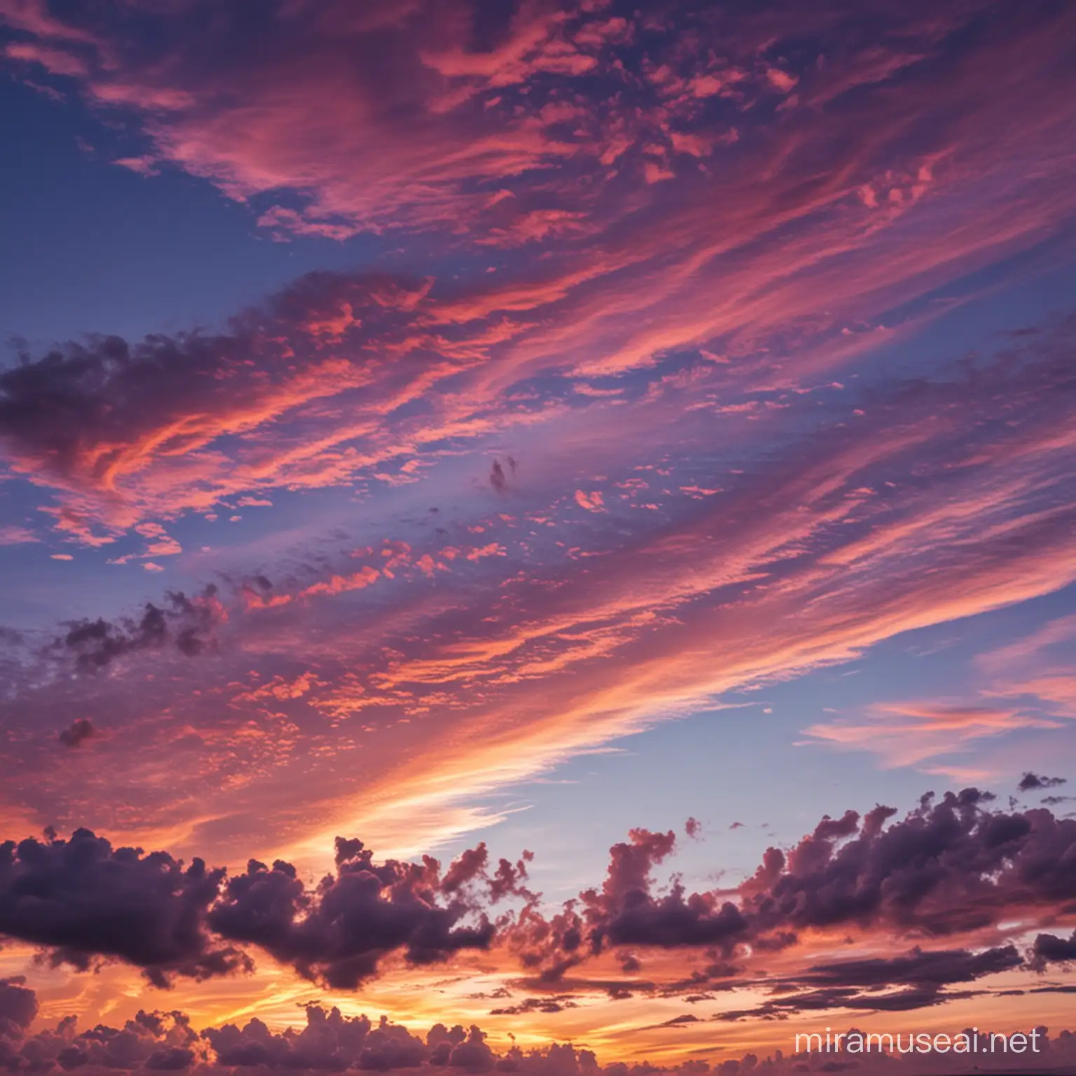 Vibrant Sunset Sky with Clouds Mesmerizing Nature Landscape