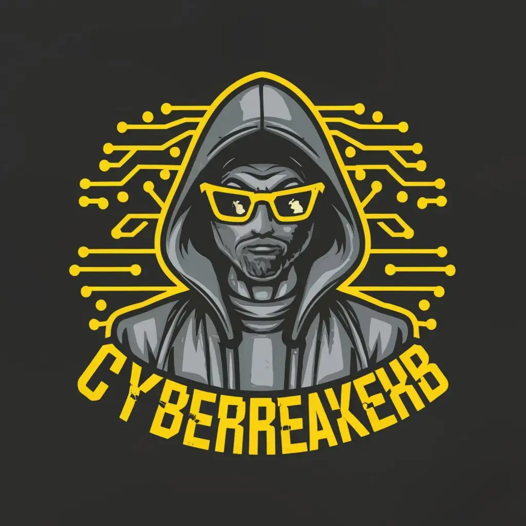 a logo design,with the text "A Russian hacker wearing hoodie in a yellow background and a write up How To MaKe CPanel", main symbol:CyberBreakers,Moderate,clear background