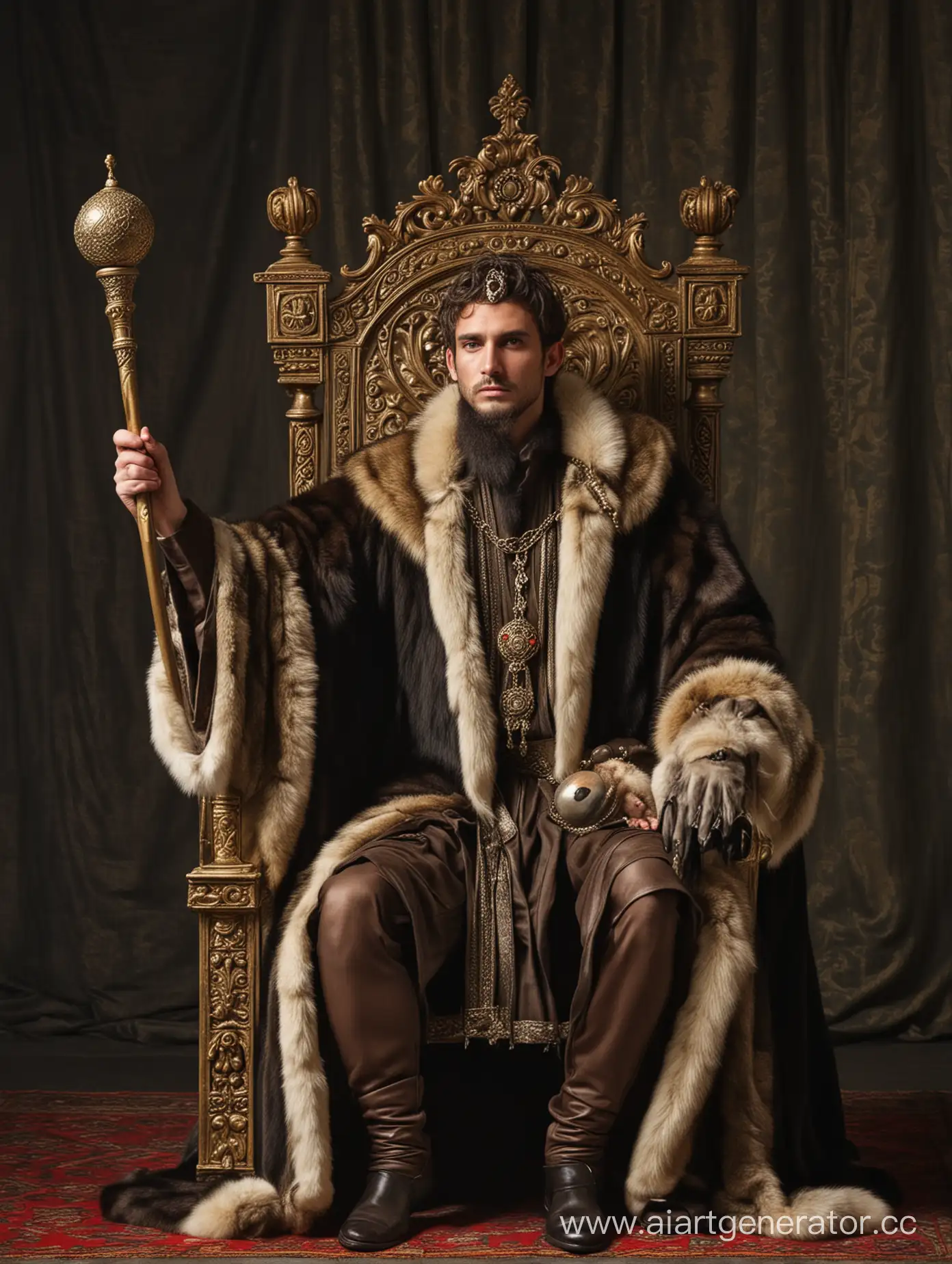 Regal-Man-on-Throne-with-Fur-Robe-Scepter-and-Orb