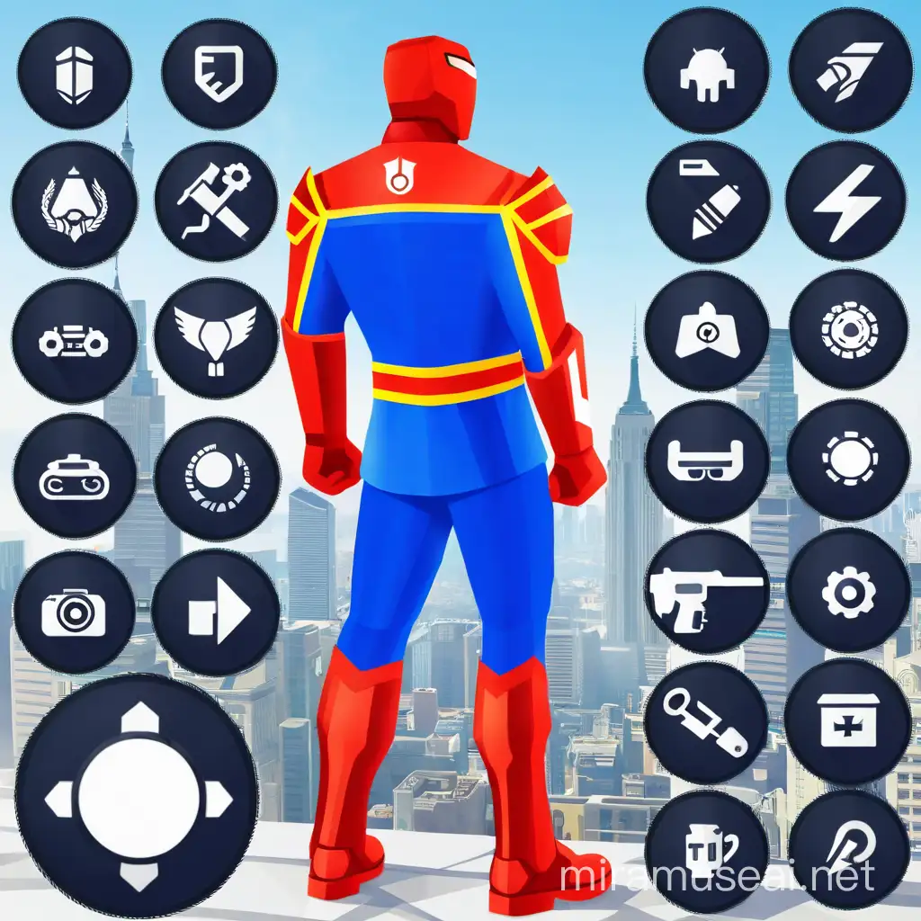 Dynamic Superhero in Urban Landscape Action Game Playstore Icon