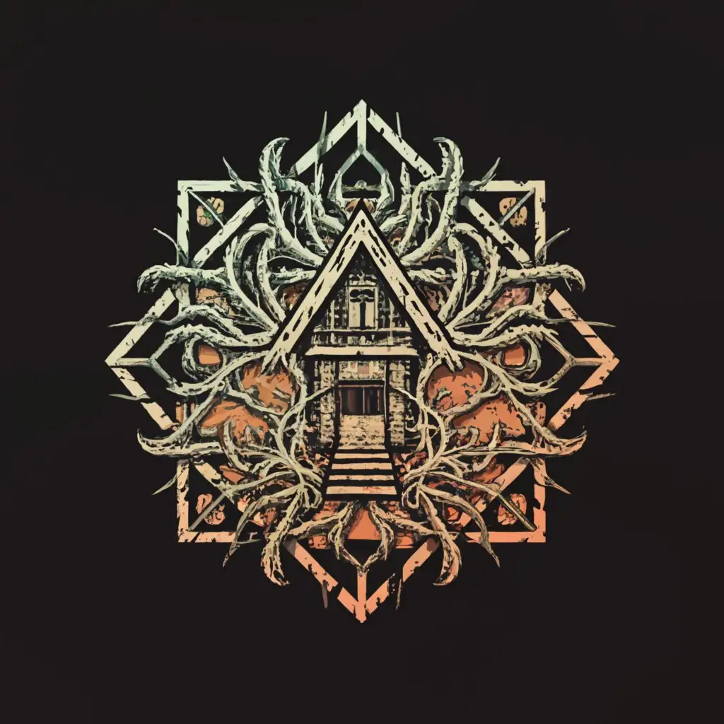 LOGO-Design-For-Dressed-In-Decay-Haunted-House-Sacred-Geometry-with-Moderate-Style
