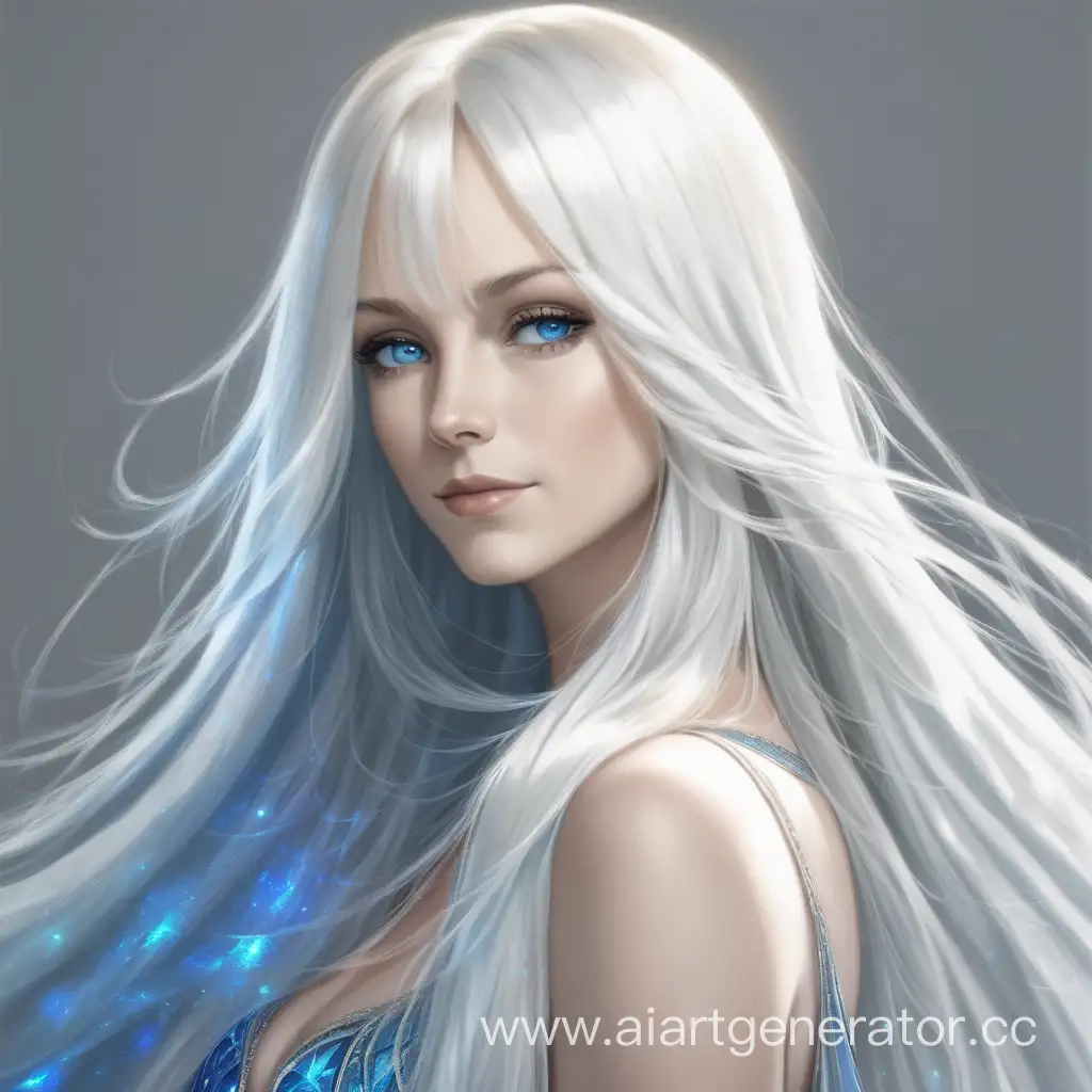 Elegant-39YearOld-Woman-in-White-Mantle-with-Shining-Blue-Eyes