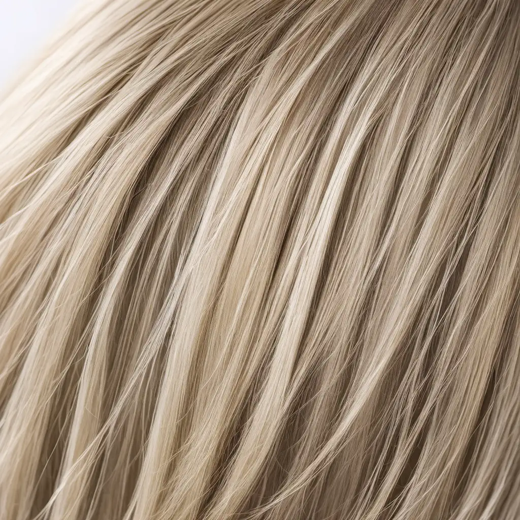 picture of only hair. Amost straight structure of hair,  colour ash blond hair. 