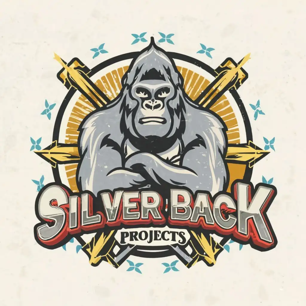 logo, Gorilla Christian cross, with the text "Silver Back Projects", typography, be used in Religious industry