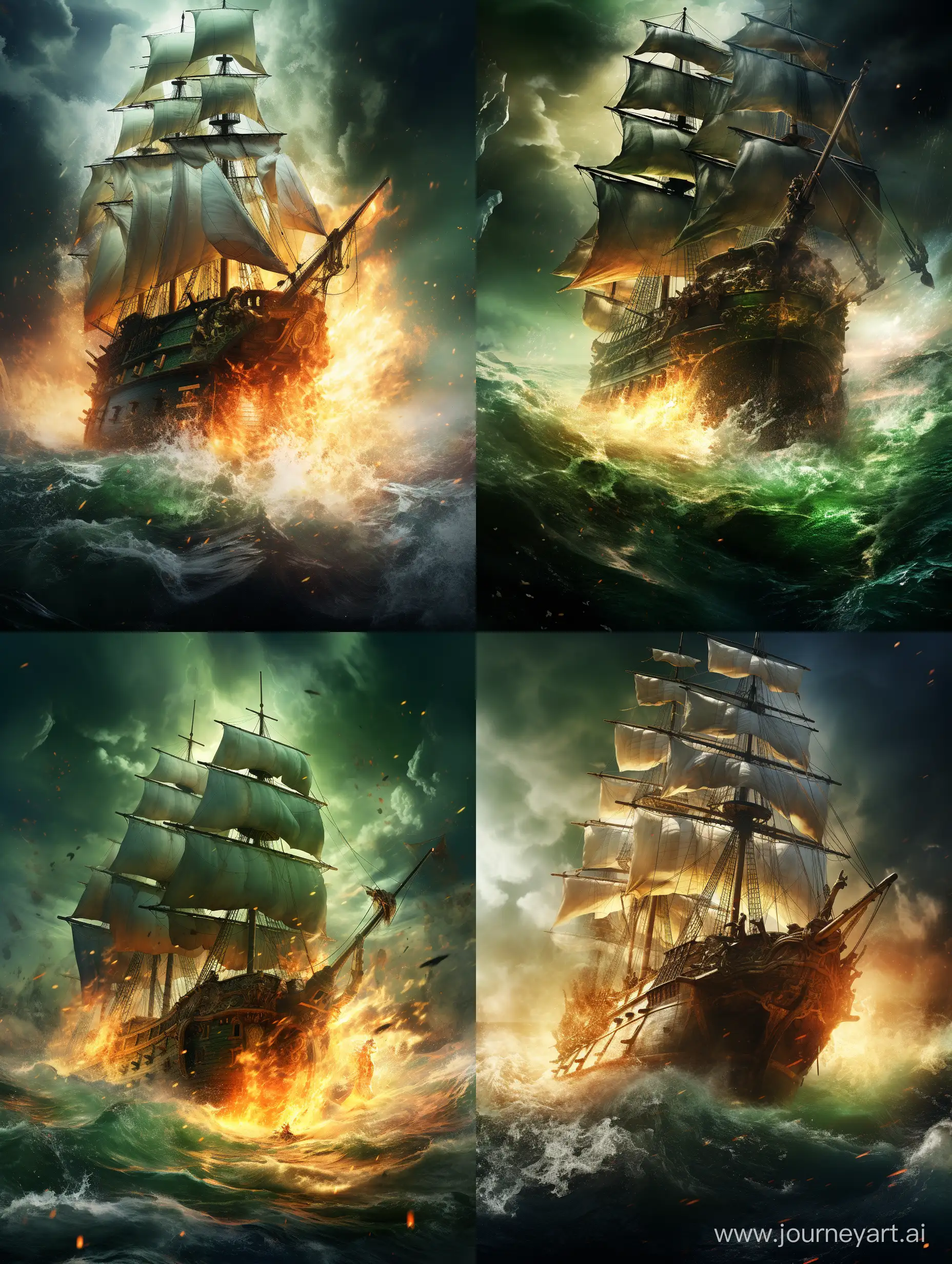 Intense-Naval-Battle-in-the-Stormy-Seas-Ships-Clash-in-HighStakes-Encounter