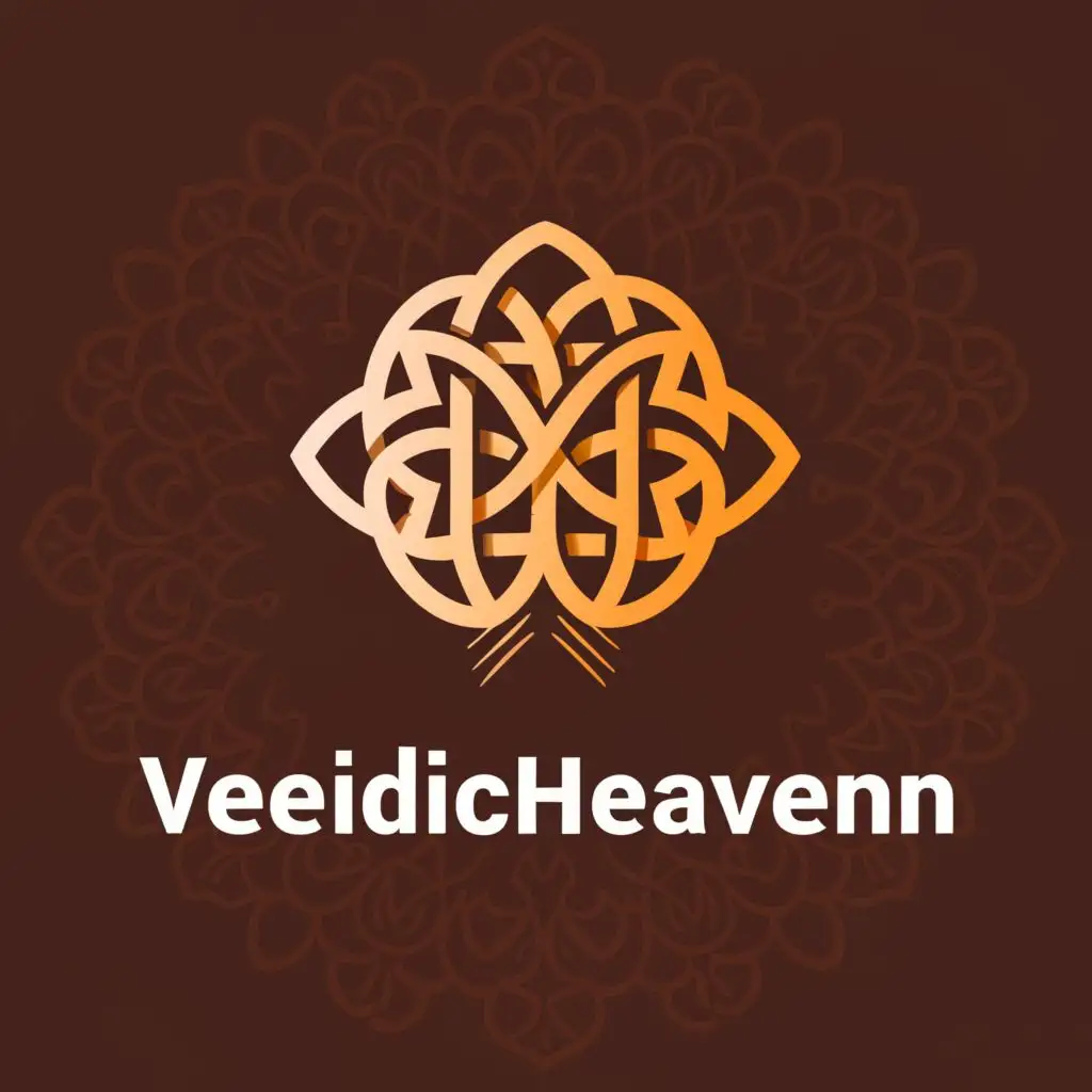 a logo design,with the text "Vedicheaven", main symbol:Hindu scripture,Minimalistic,be used in Religious industry,clear background