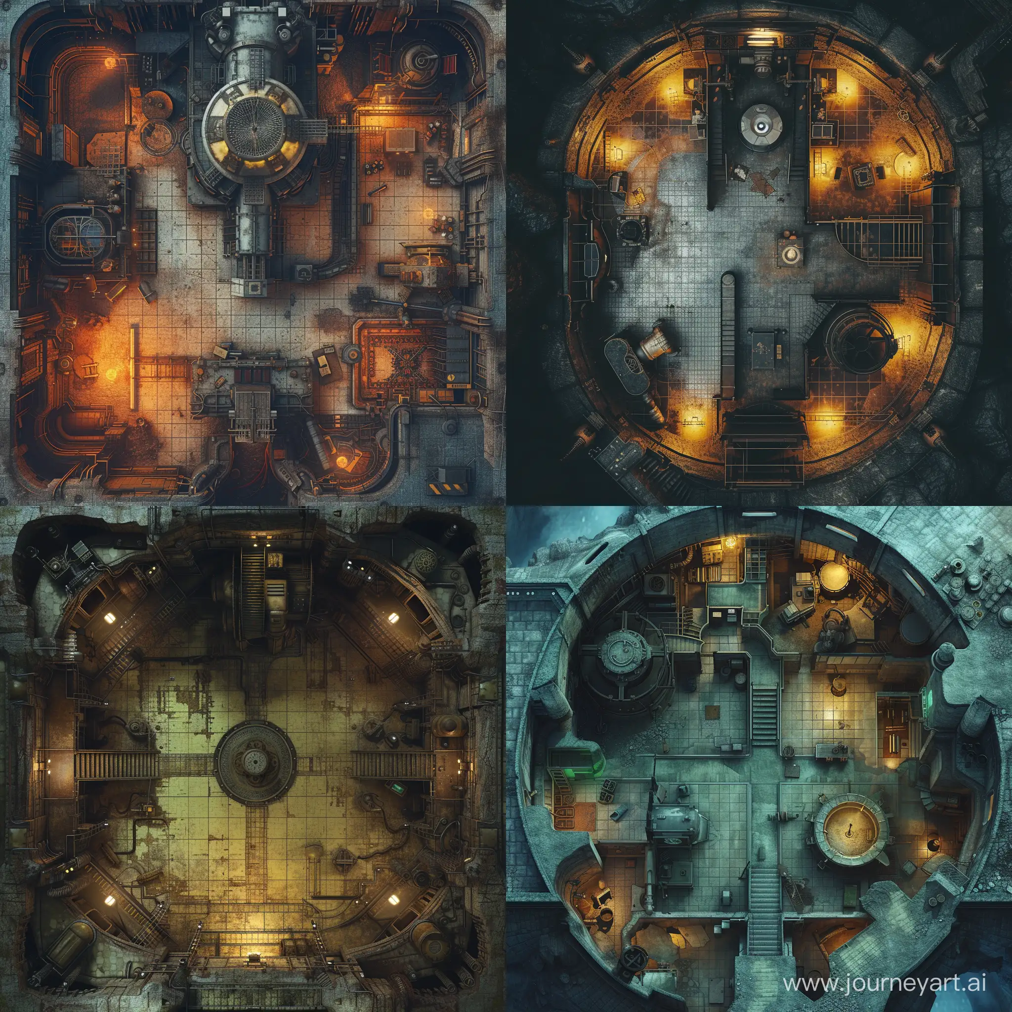 Abandoned-Steampunk-Underground-Lab-Aerial-Drone-Battlemap-View
