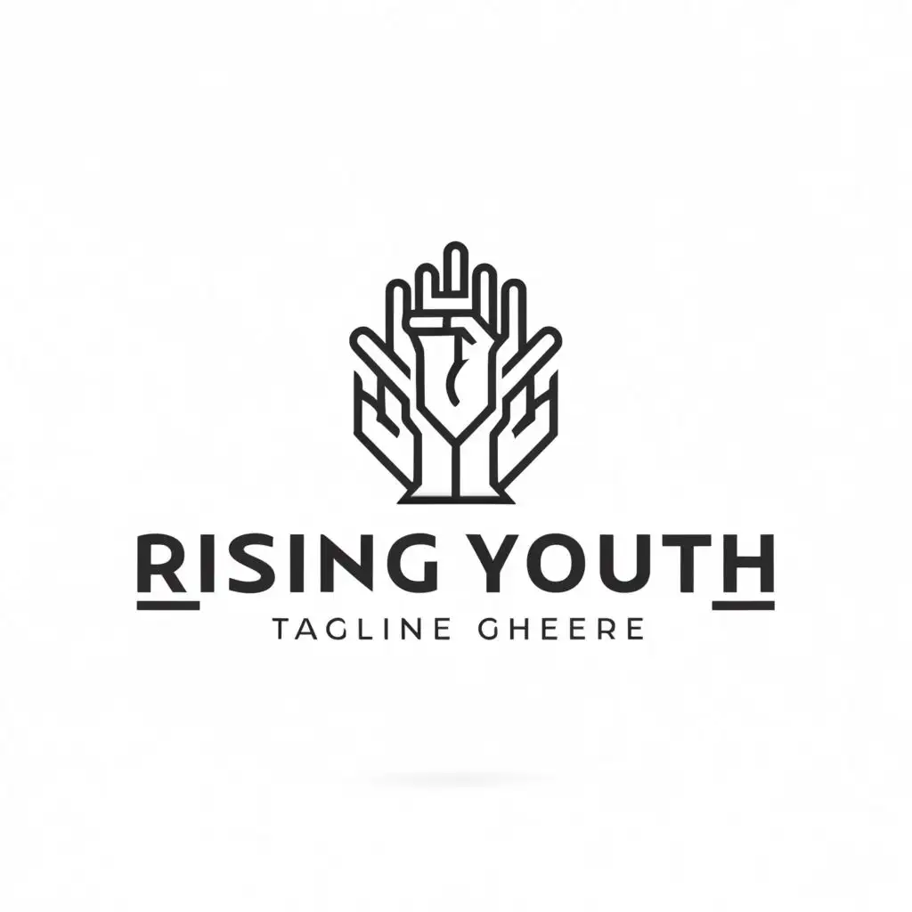 a logo design,with the text "rising youth", main symbol:hands,Minimalistic,be used in Religious industry,clear background
