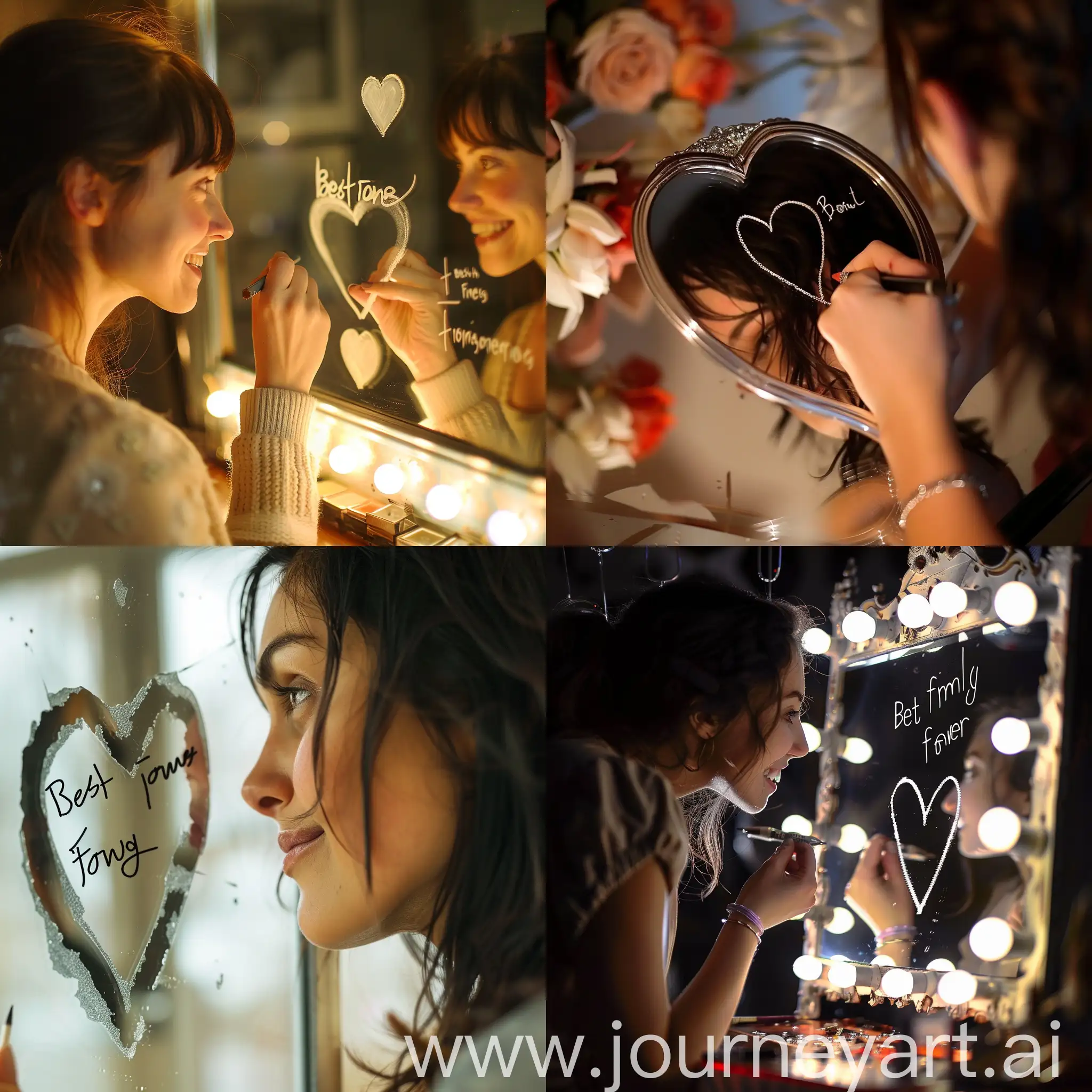 Woman-Drawing-Heart-on-Mirror-with-Best-Friend-Forever-Message