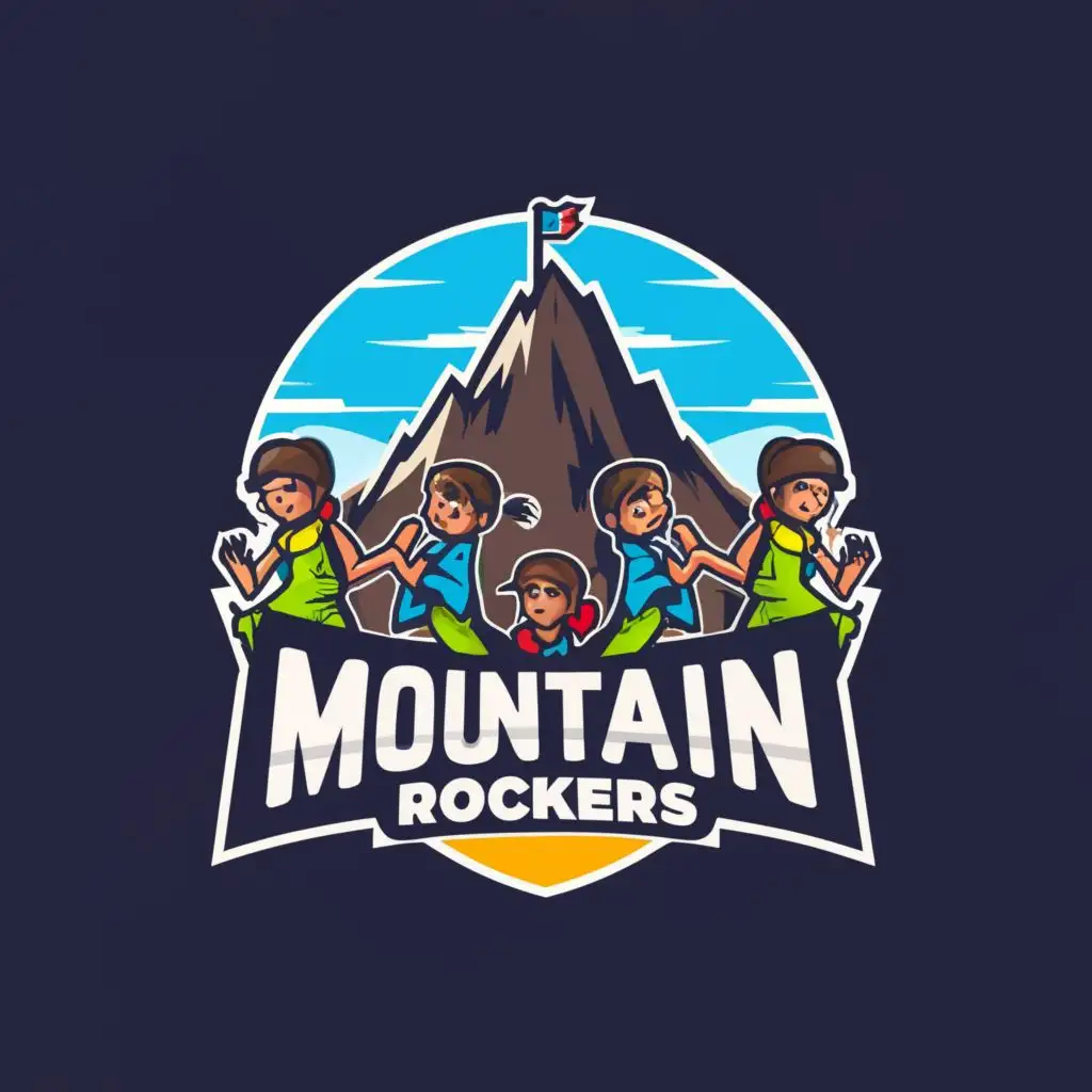 a logo design,with the text "Thirupparankundram Mountain Rockers", main symbol:hills, climbers, kids,complex,be used in Sports Fitness industry,clear background