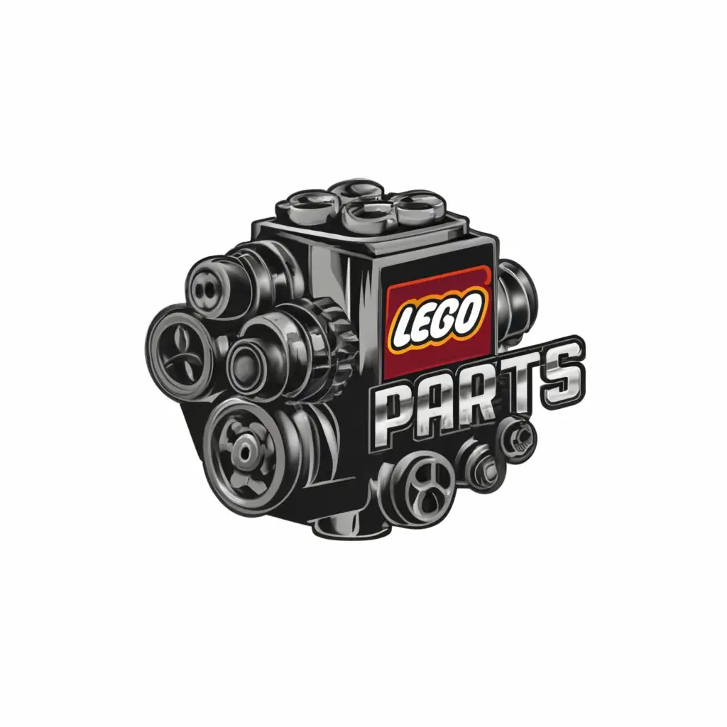 a logo design, with the text 'LEGO PARTS', main symbol: Auto parts, complex, clear background