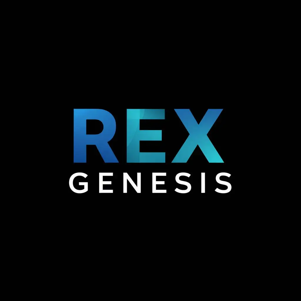logo, Physics, Black, Blue, with the text "Rex Genesis", typography, be used in Technology industry