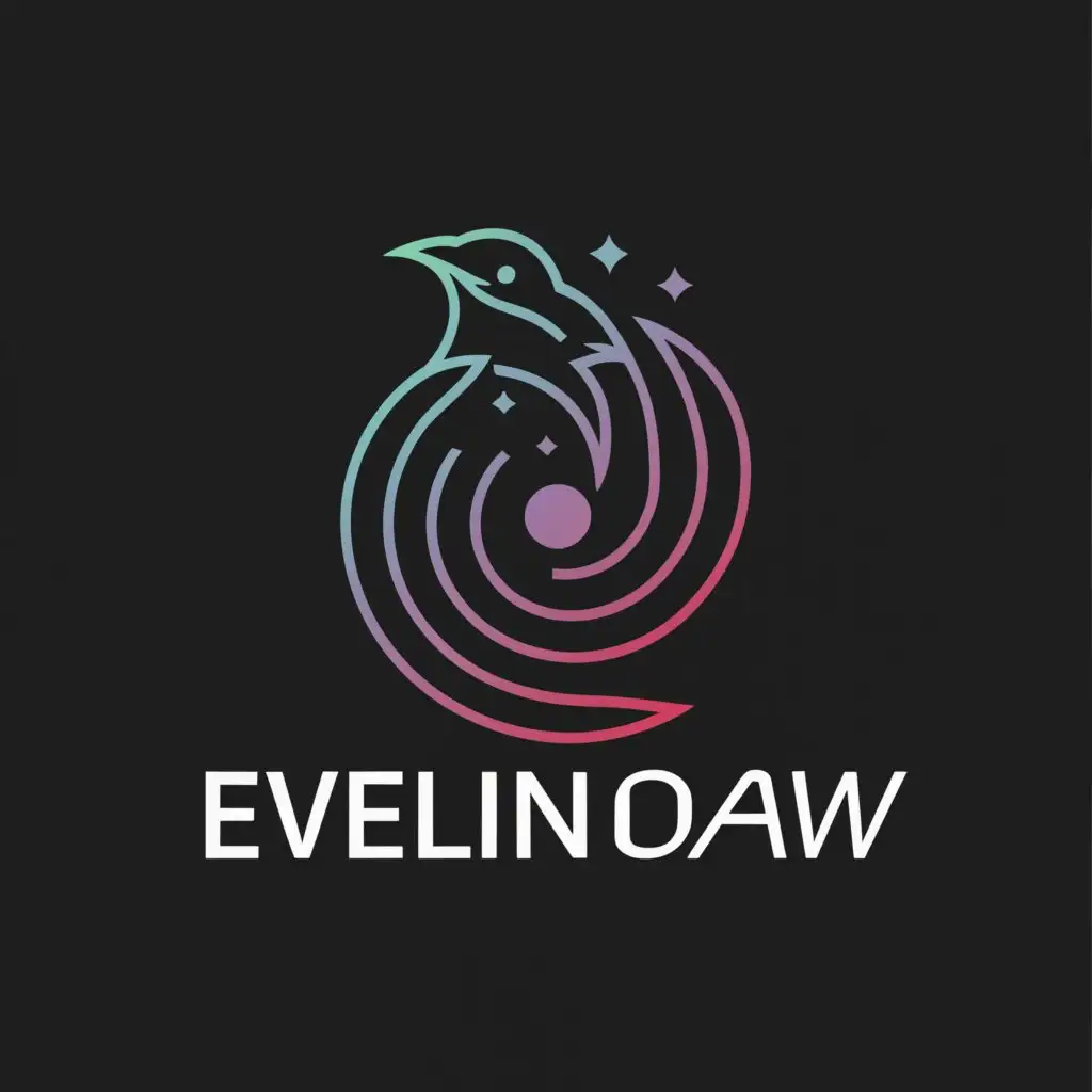 a logo design,with the text "Eveline Daw", main symbol:curvy raven and north star inside a water droplet with thriller theme,Moderate,be used in Entertainment industry,clear background