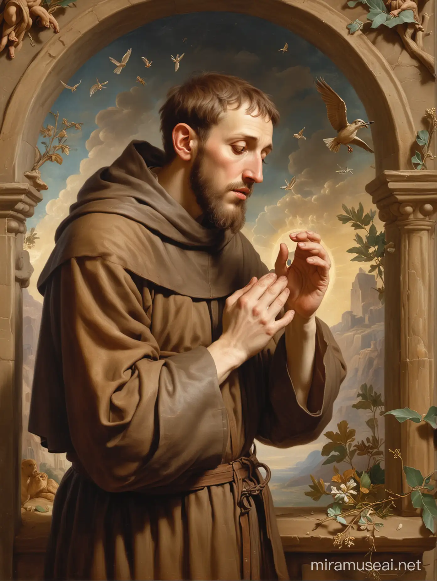 Saint Francis of Assisi praying