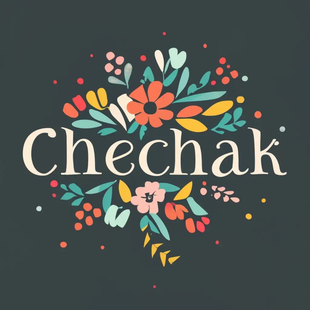 logo, Flowers, with the text "Chechak", typography