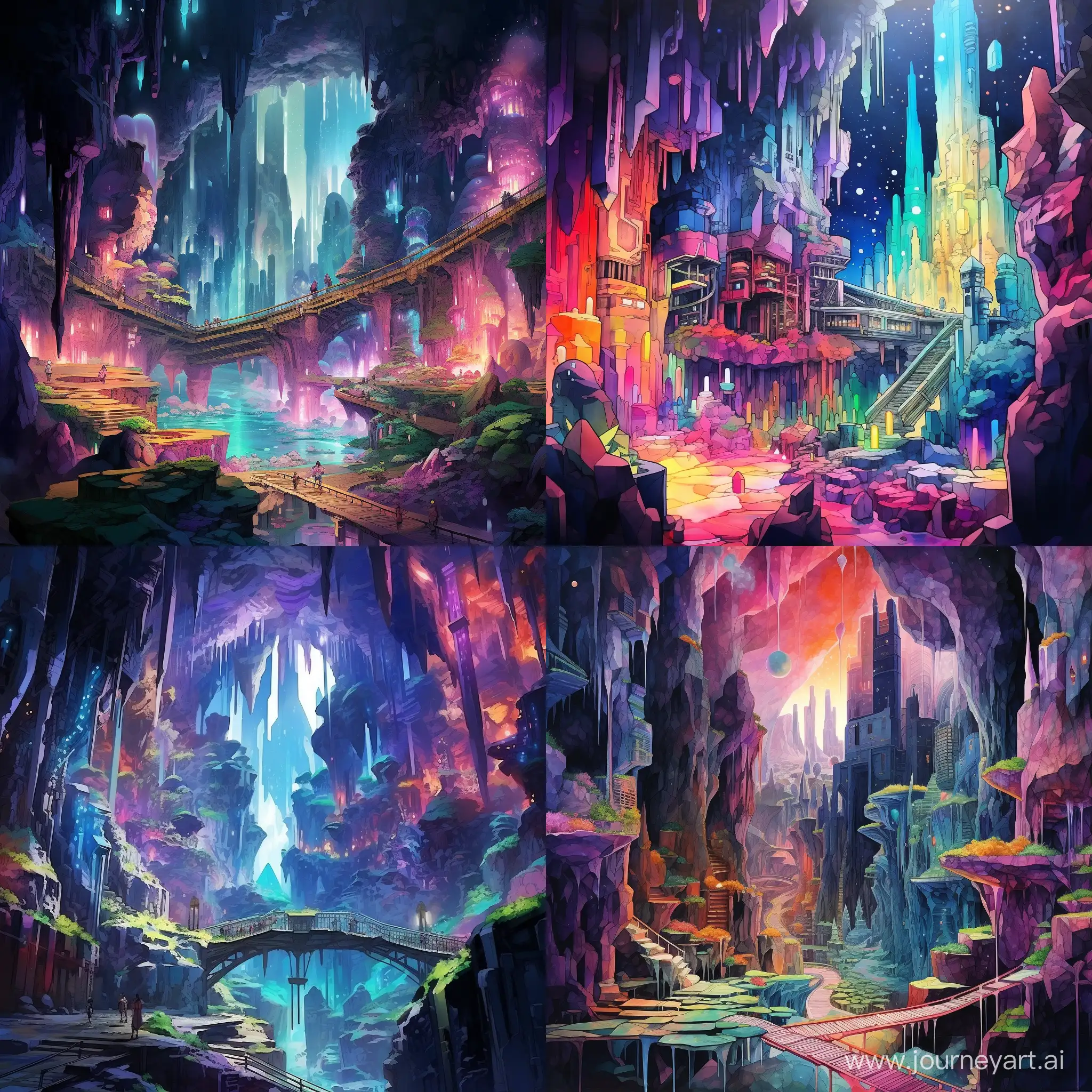 Vibrant-Neon-Underground-City-in-Lush-Anime-Cave