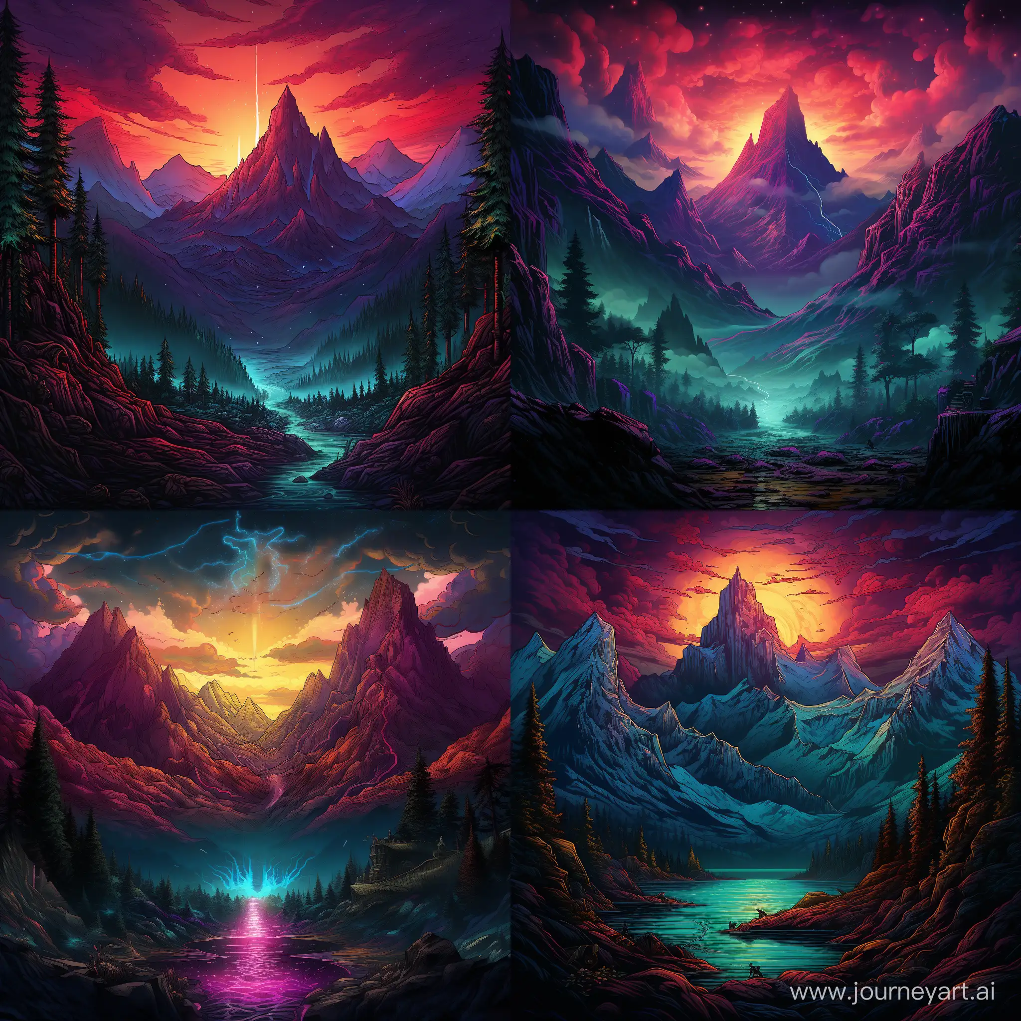 Mountain-Landscape-in-Dan-Mumford-Style-with-16Bit-Graphics