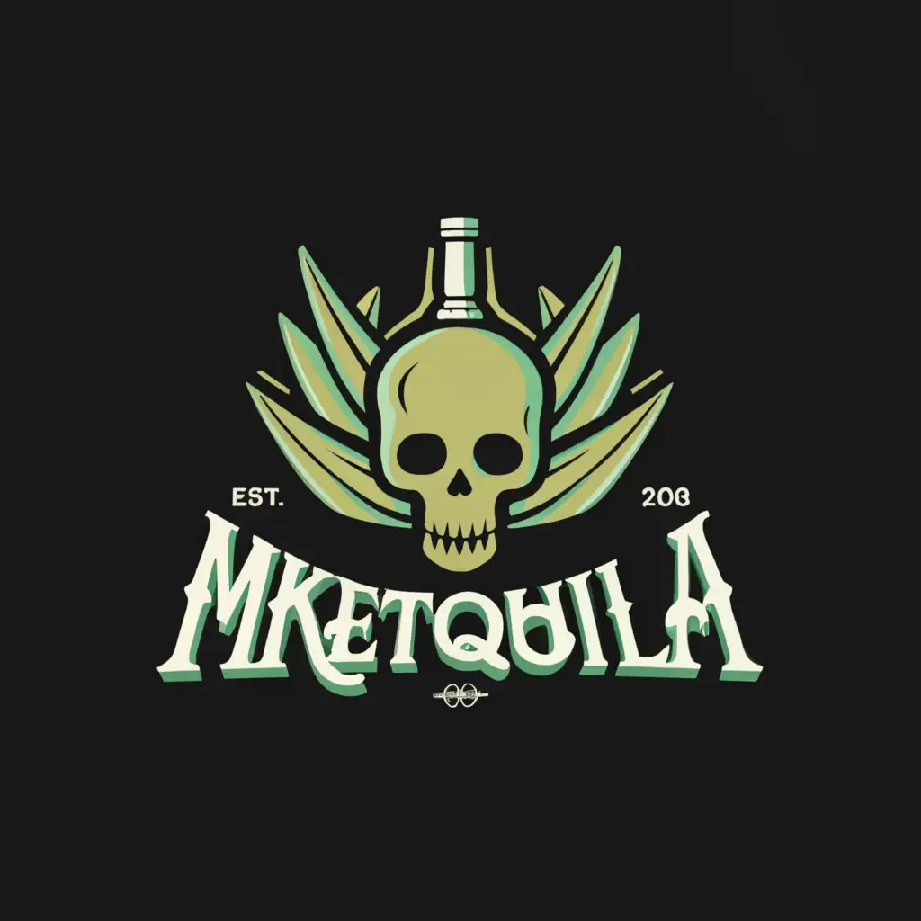 LOGO-Design-For-Mketequila-Agave-Plant-Skull-Emblem-on-Clear-Background