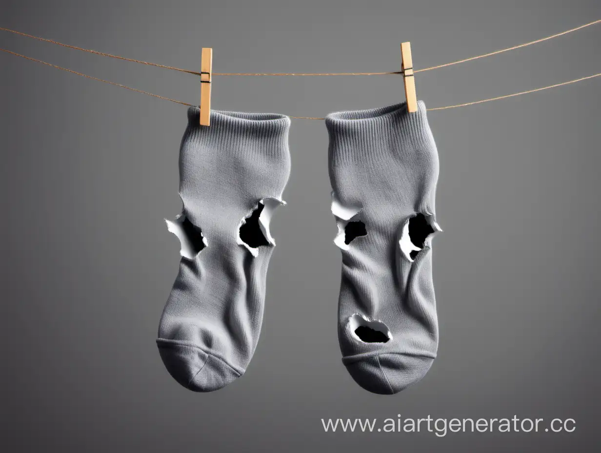 Emotional-Connection-Torn-Socks-Symbolizing-Shared-Hardships-on-a-Gray-Background