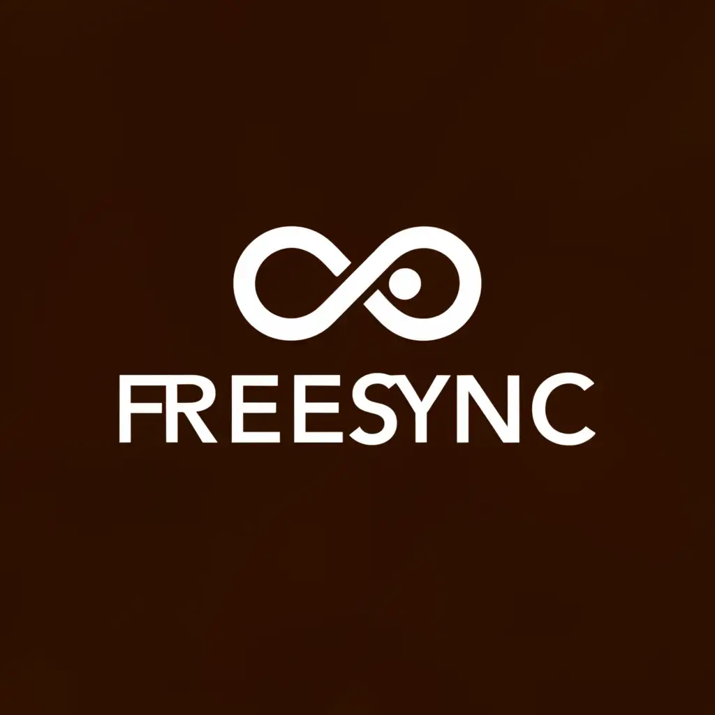 a logo design,with the text 'FreeSync', main symbol:Airpod,Minimalistic, be used in Technology industry, clear black background 