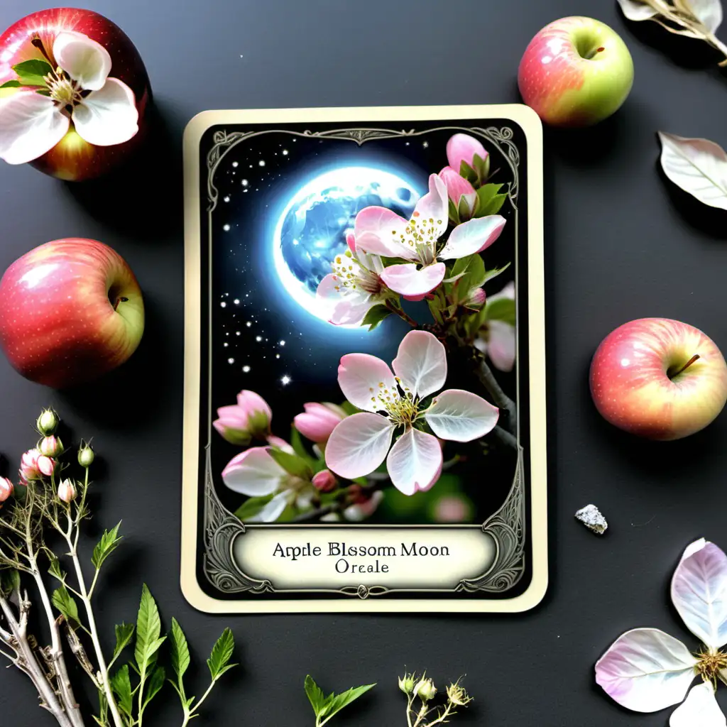 Apple Blossom herb moon magic oracle card realistic ethereal 