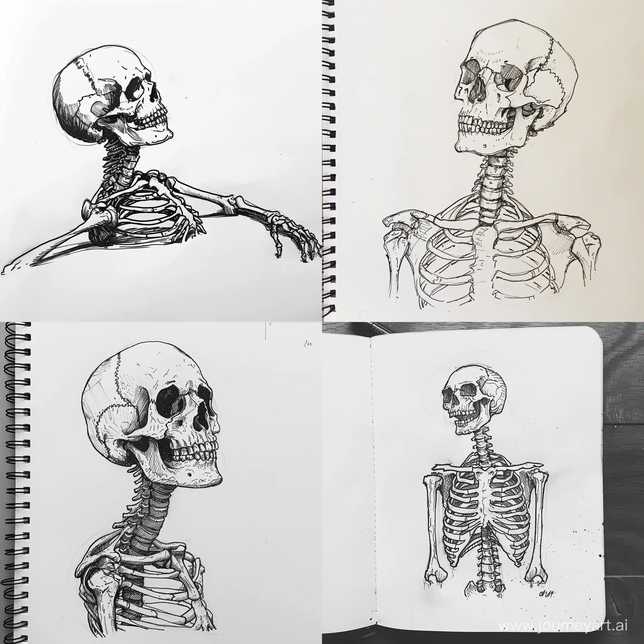 skeleton sketch on white page