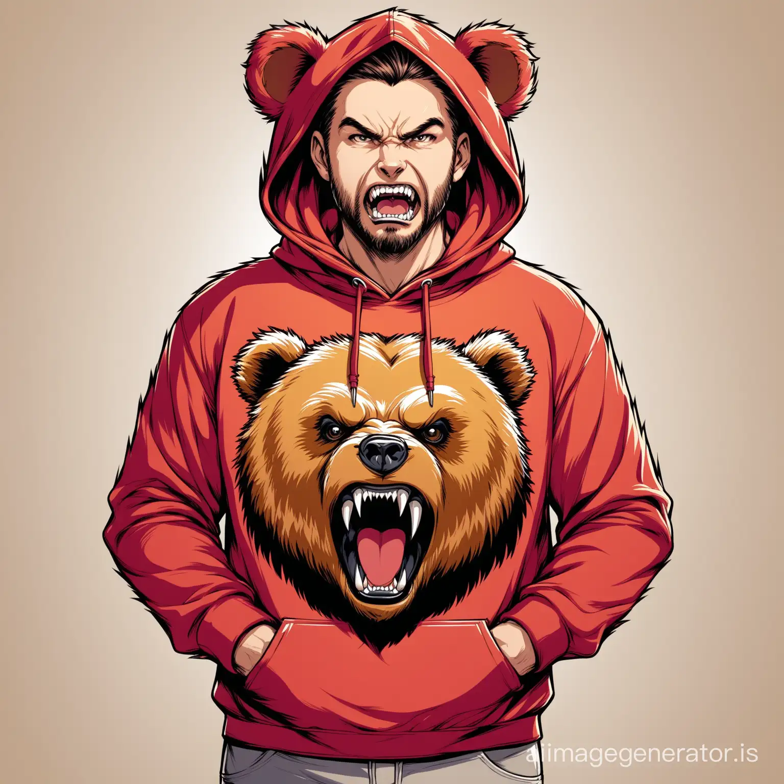 design hoodie with a drawn snarling bear