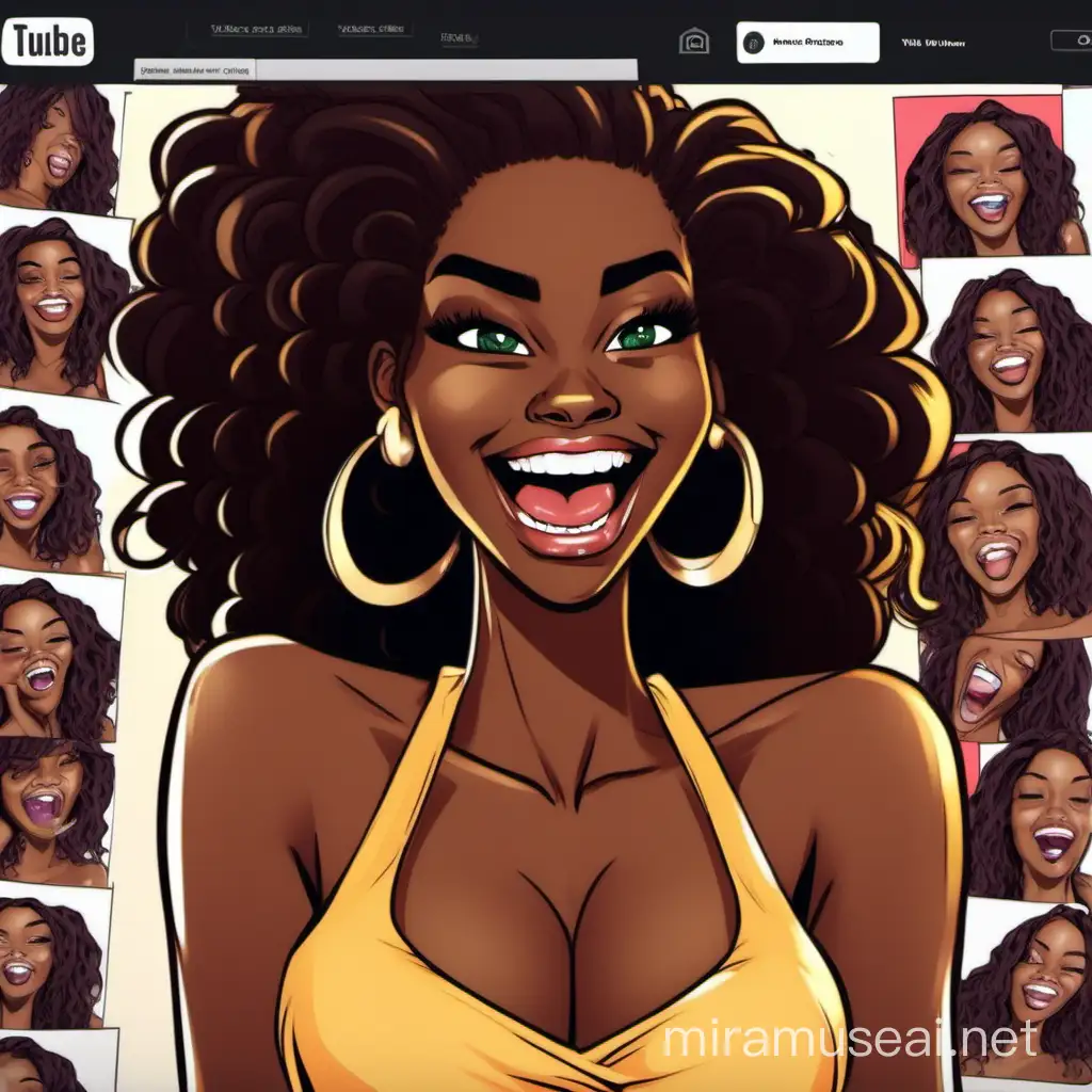 African american sexy stunning girls laugh snarling in youtube screen in 2013 in the early 2010s  esrly 2010s version of youtube cartoon model