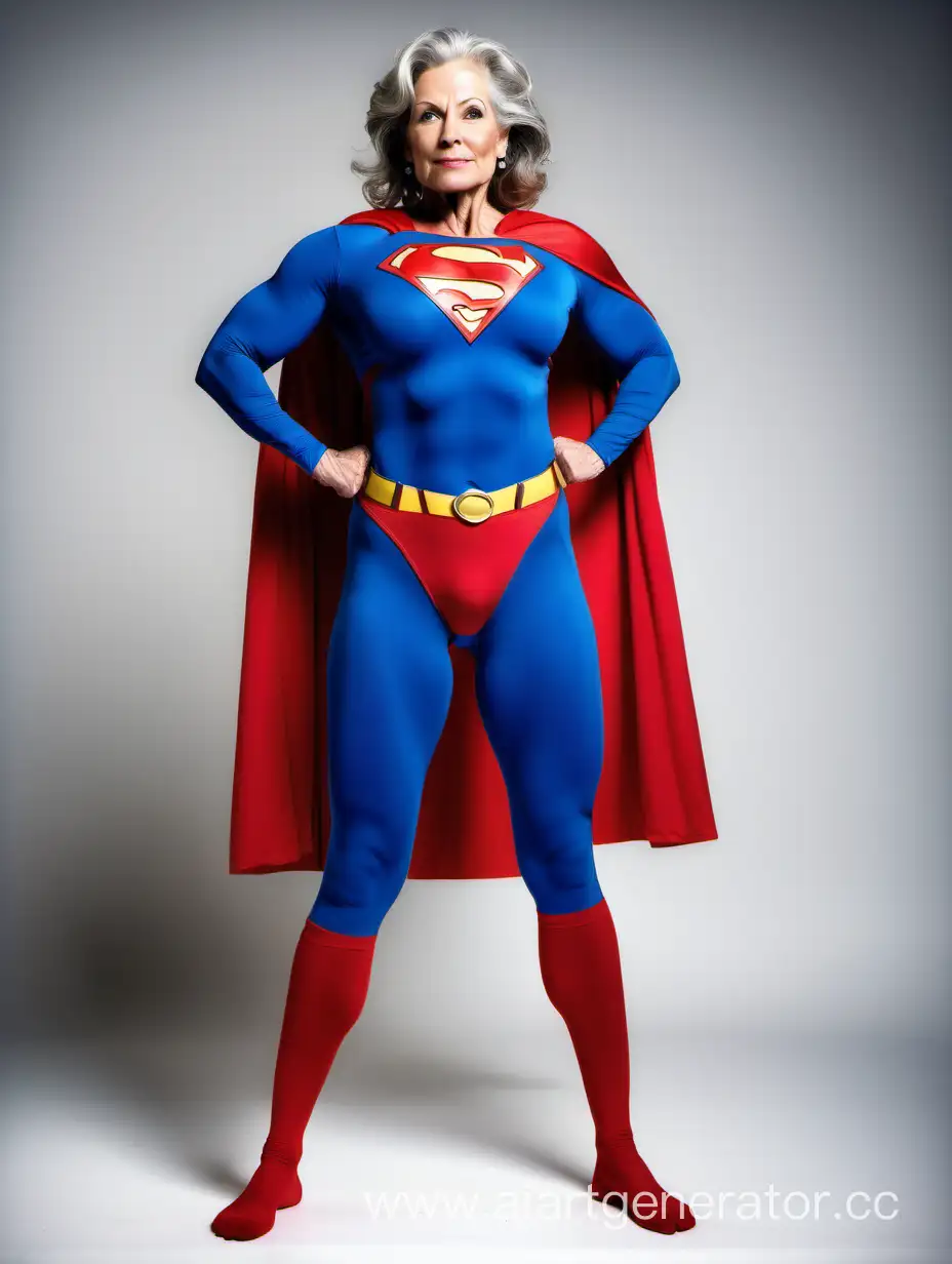 Mighty-Superwoman-Flexing-Muscles-in-Superman-Costume
