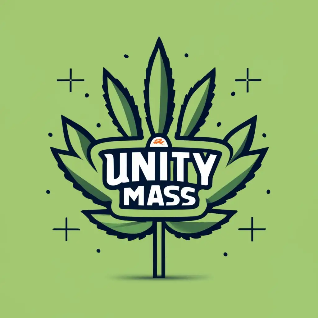 logo, Cannabis, with the text "Cannabis Unity Mass", typography