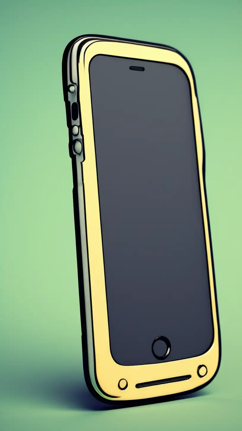 Playful Cartoon Illustration Cheerful Black Smartphone Viewed from a Dynamic Angle