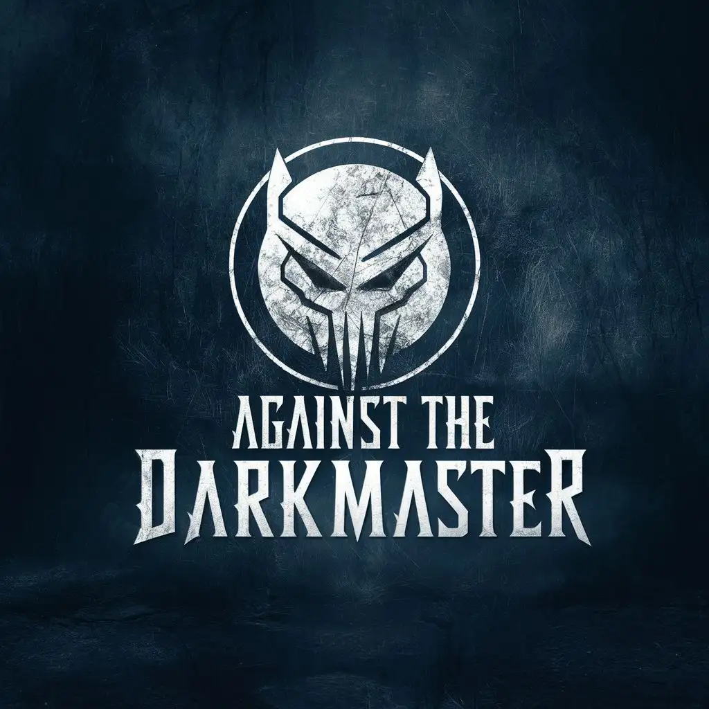 logo, A Logo symbolizing an evil overlord, with the text "Against the Darkmaster", typography, be used in Religious industry