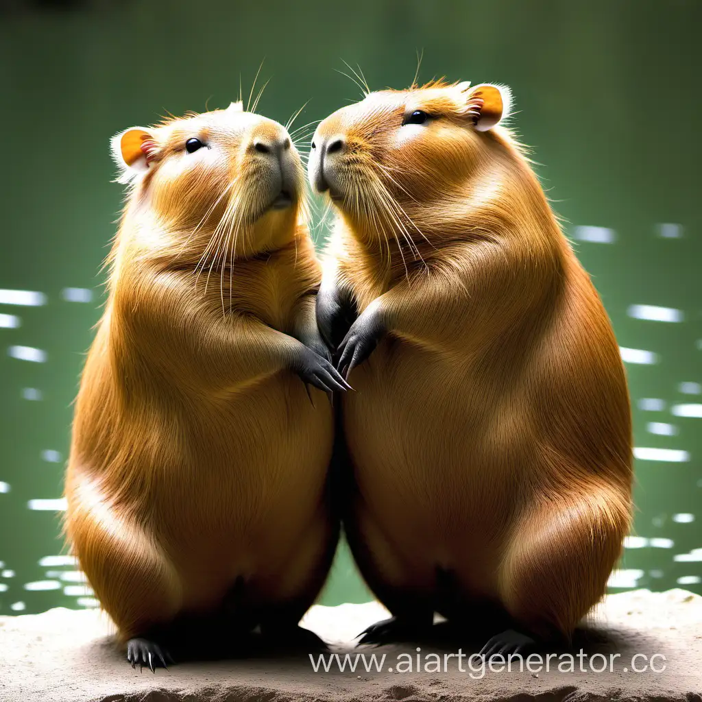 Affectionate-Capybaras-Enjoying-a-Tender-Moment