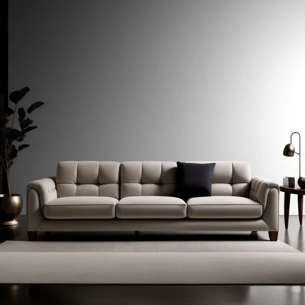 Modern Italian Style 3Seat Sofa with Creative PShaped Arm