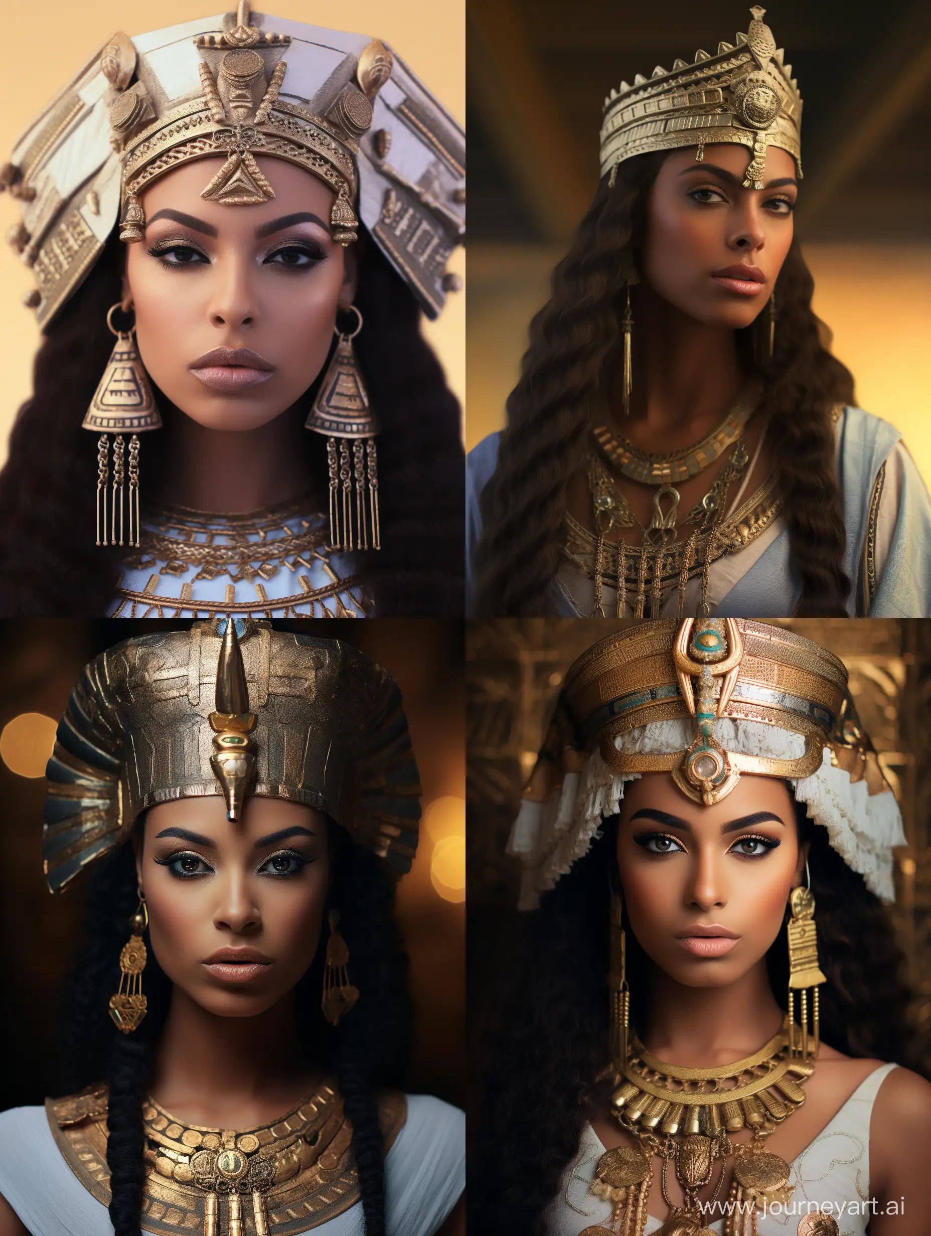 Beautiful-Egyptian-Queen-in-Elegant-White-Robe-Captivating-Portrait-Art